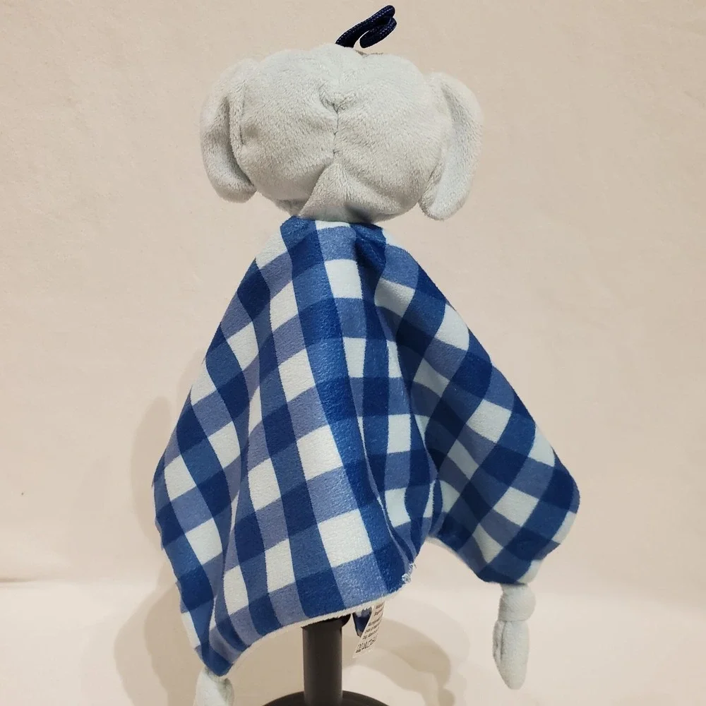 Booginhead Blue Checkered Elephant Lovey Teether Knotted‎